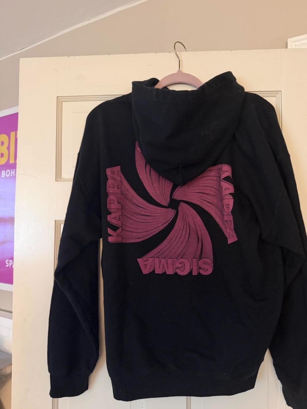 Gildan Sigma Kappa Black Hoodie with Pink Graphic Back Print